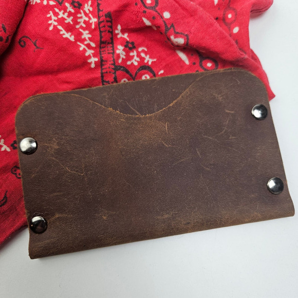 Handmade Other - Handmade Minimalist Leather Card Wallet‎ Brown Slim Slot